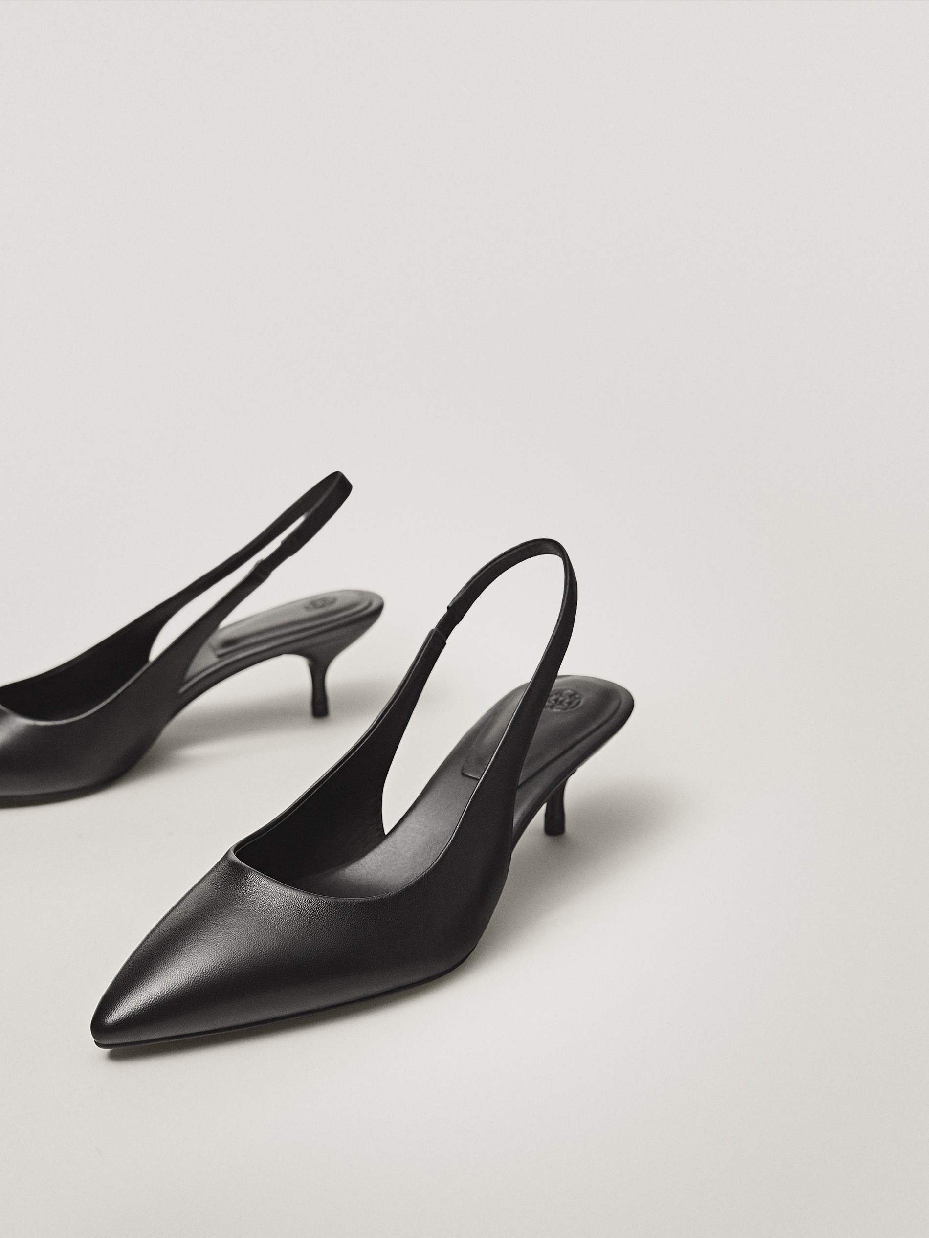 black mid heel slingback shoes