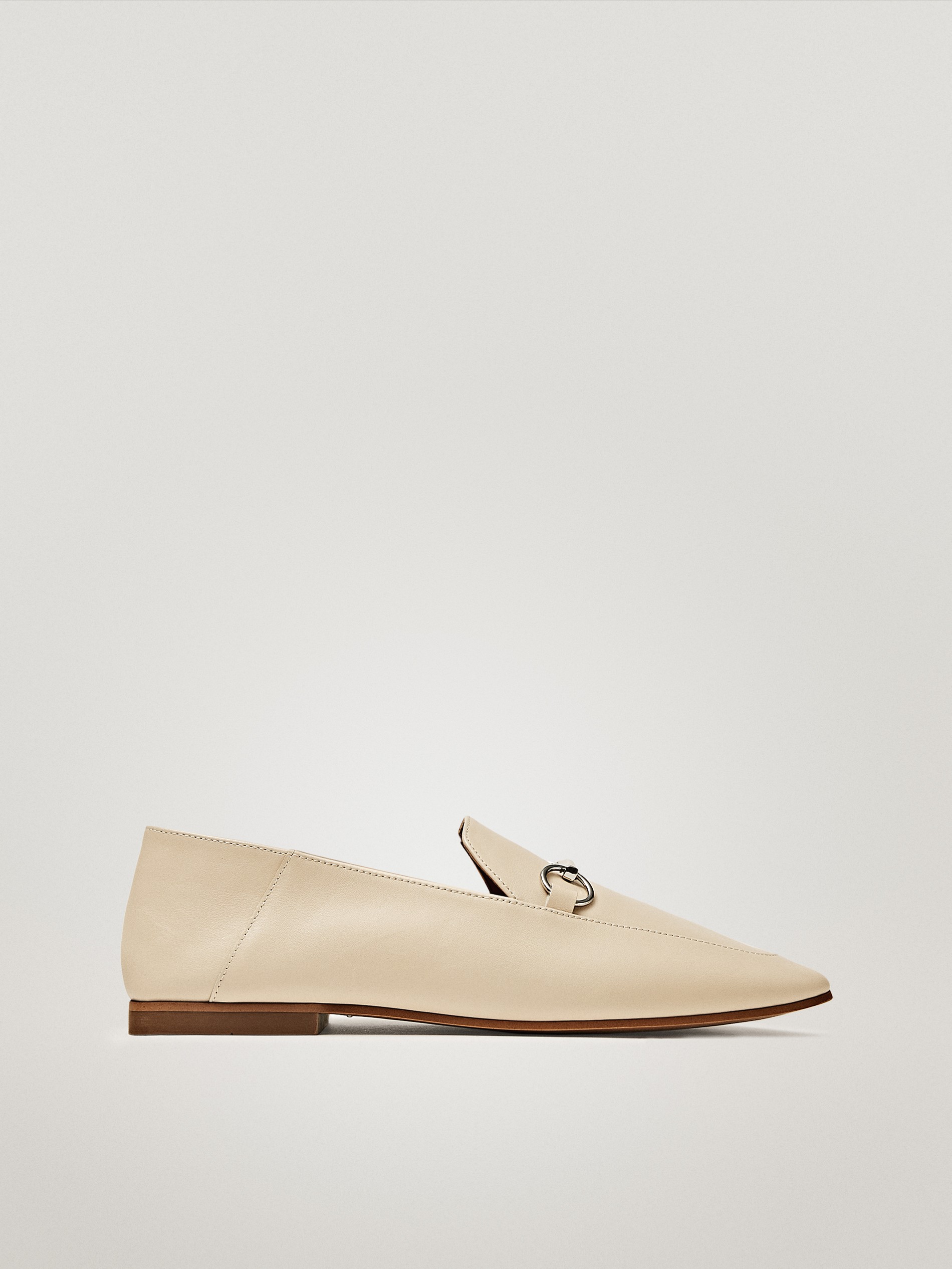 cream leather loafers
