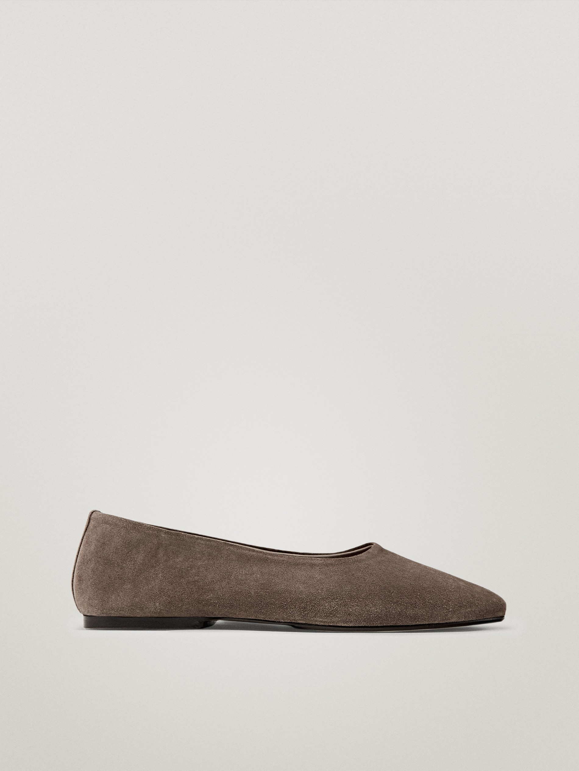 grey leather ballet flats