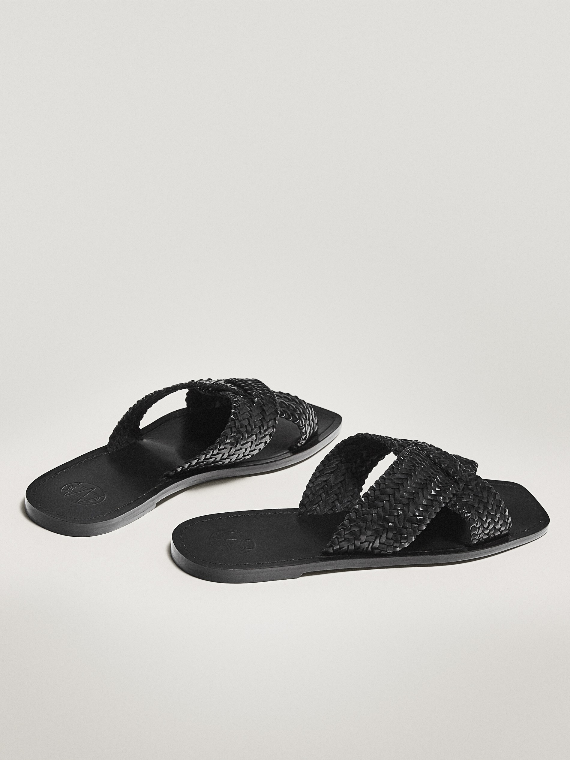 black crossover sandals
