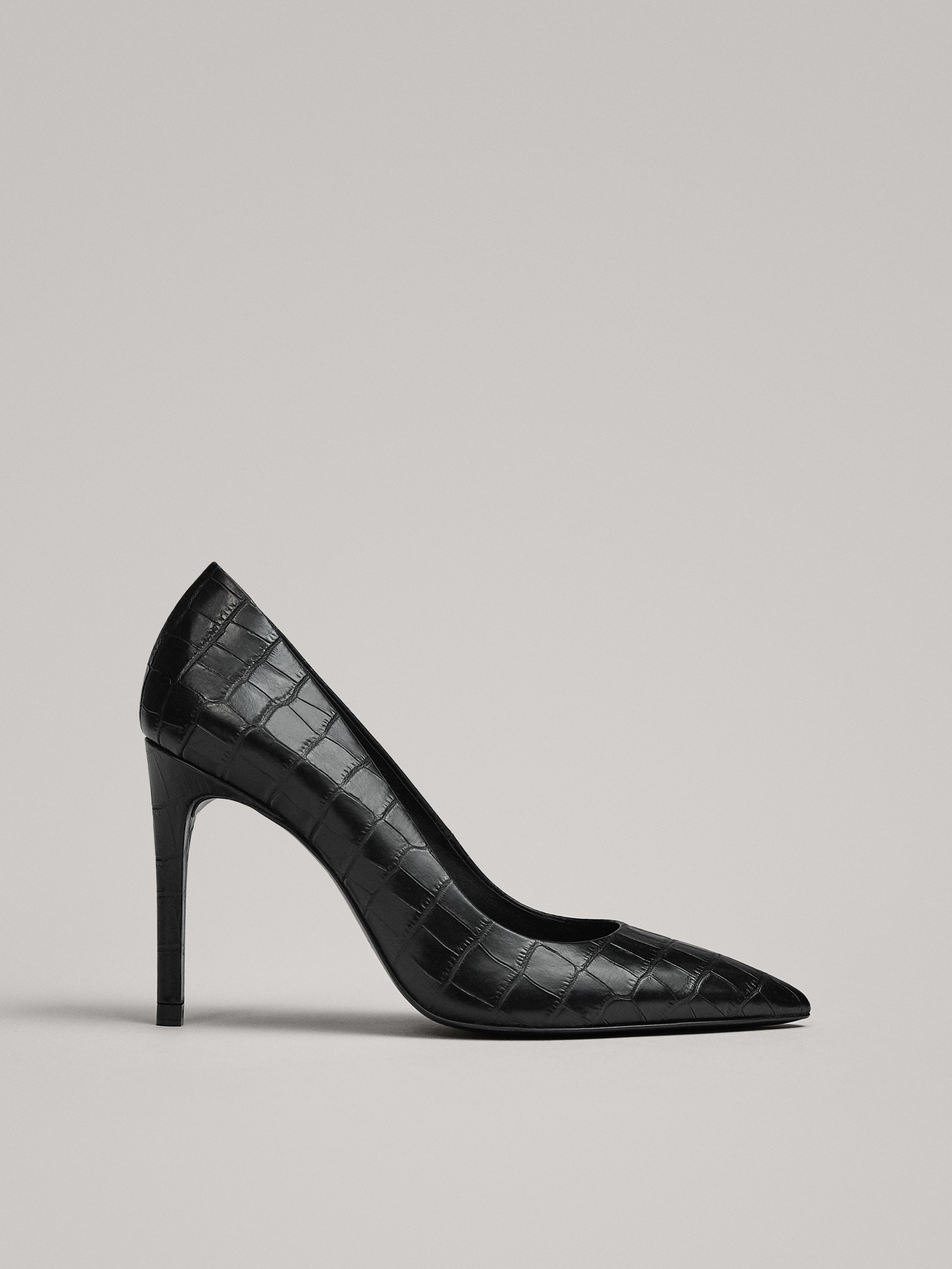 BLACK HIGH-HEEL COURT SHOES - null 