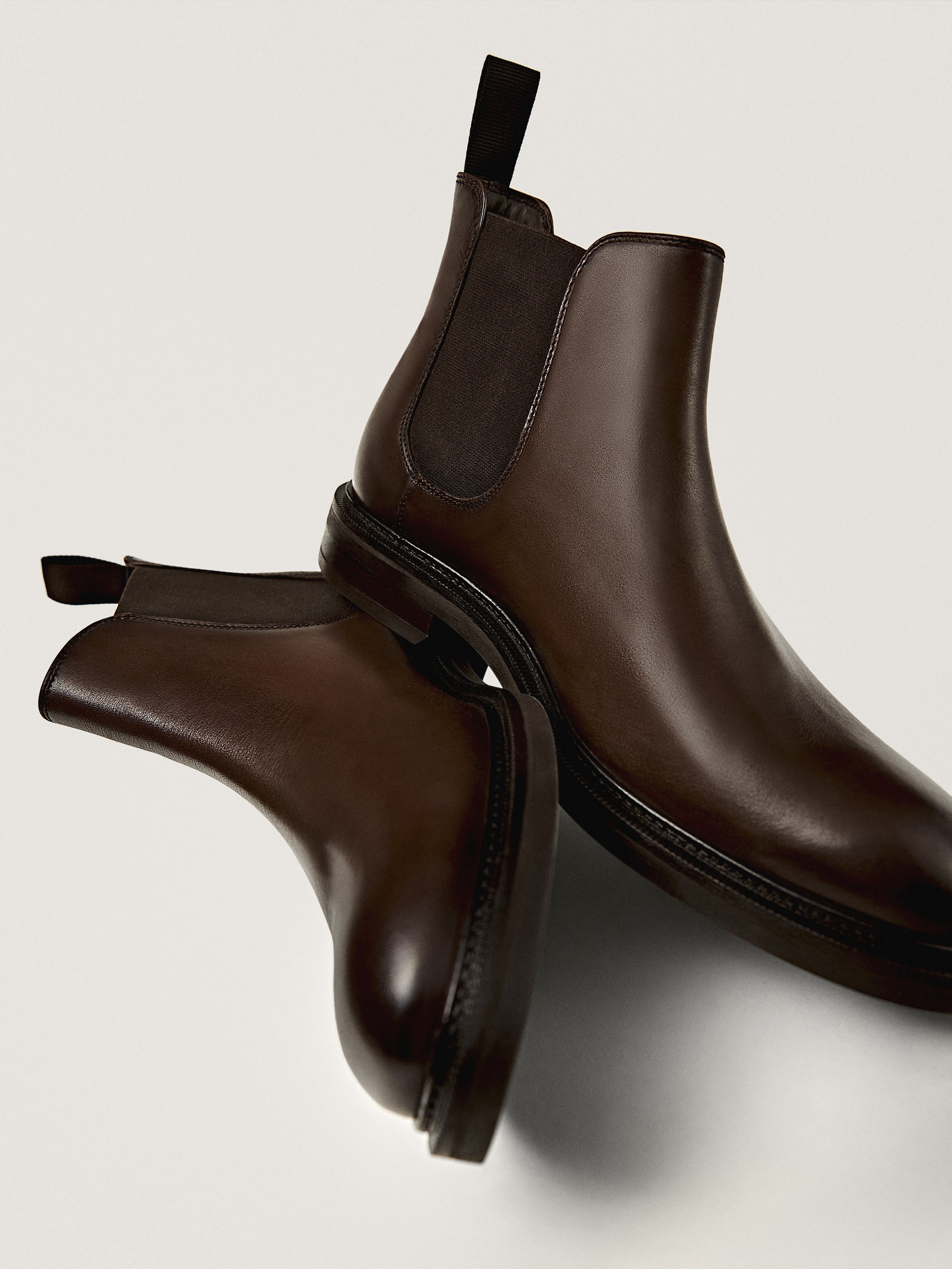 Brown nappa leather sock ankle boots 