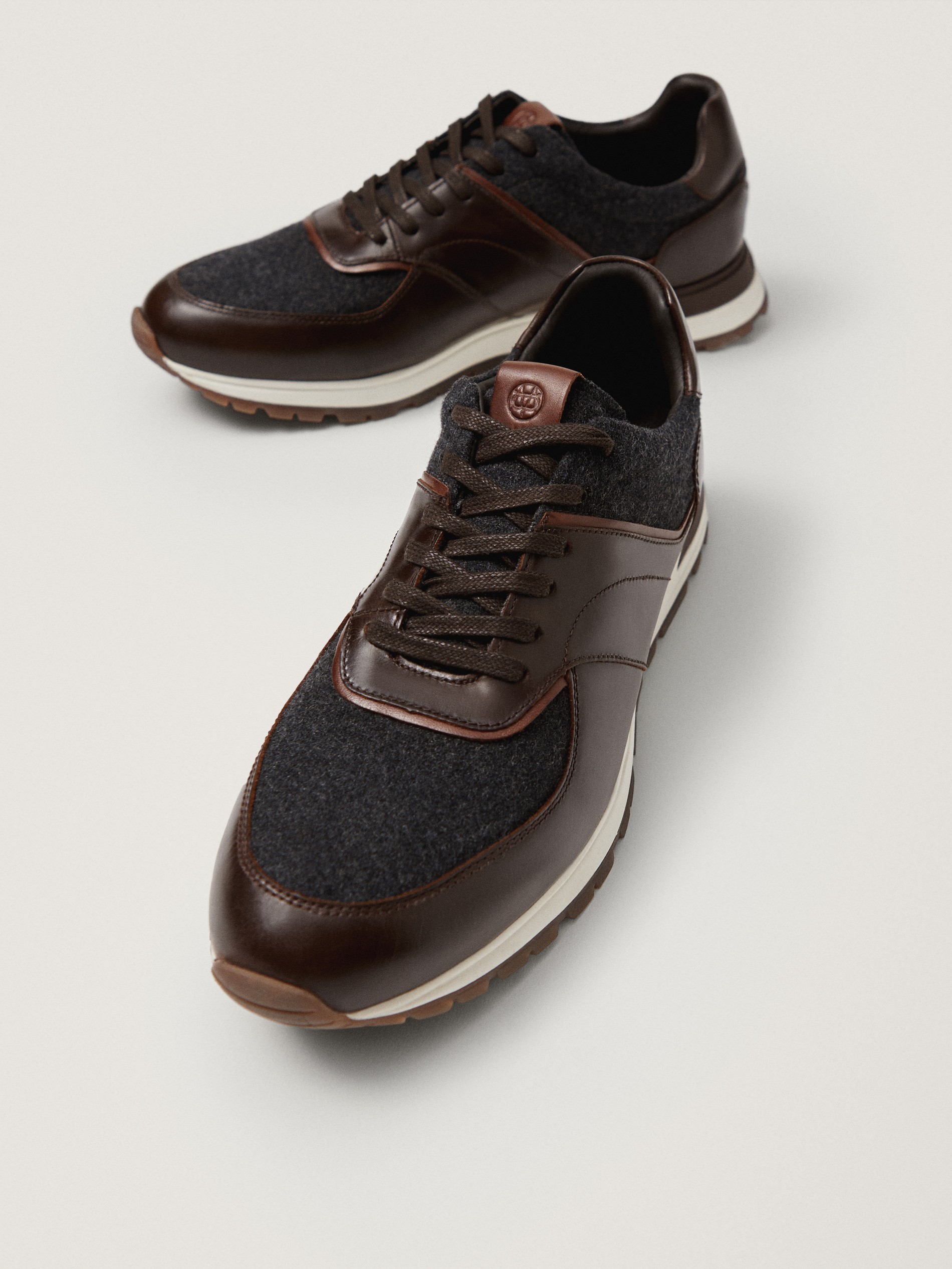 Leather trainers with felt detail - Men 