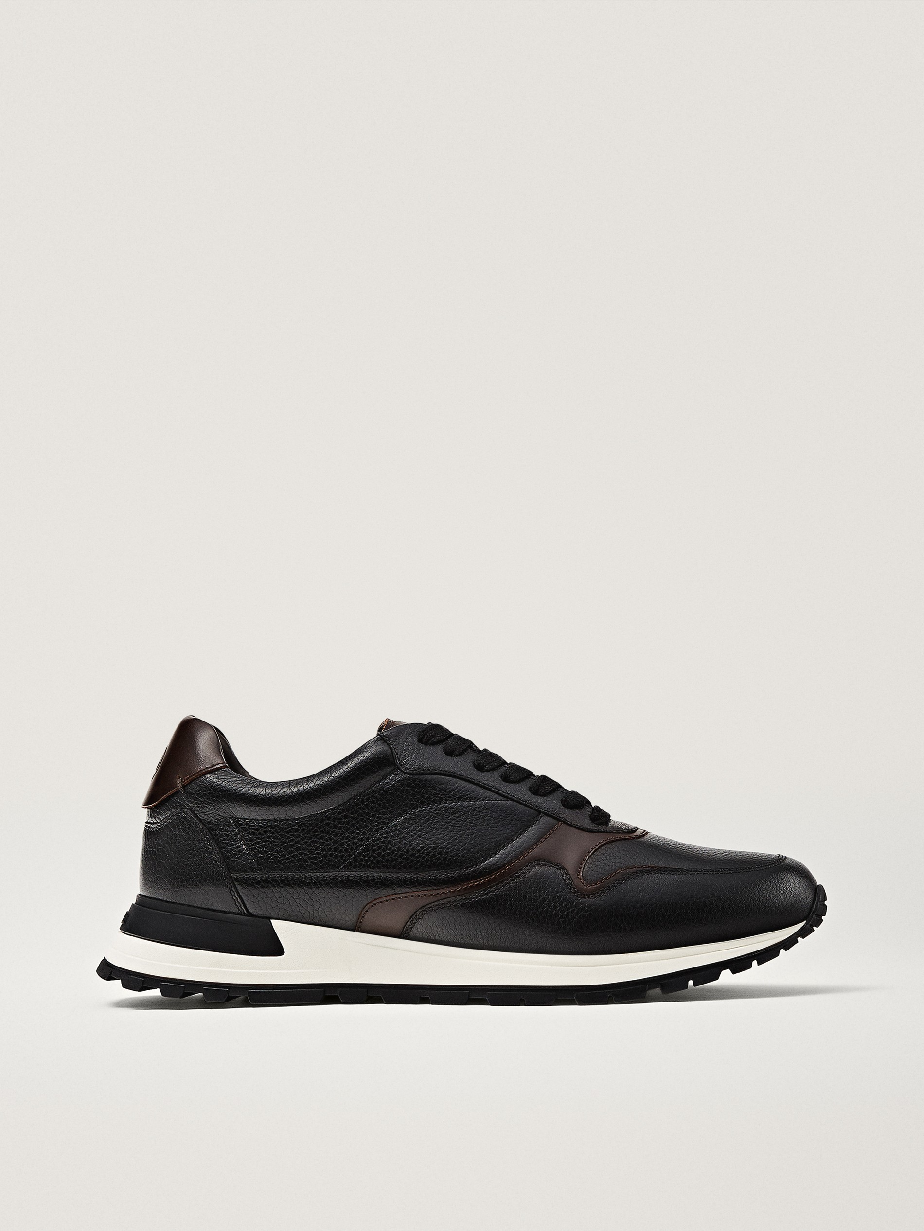 black leather trainers mens