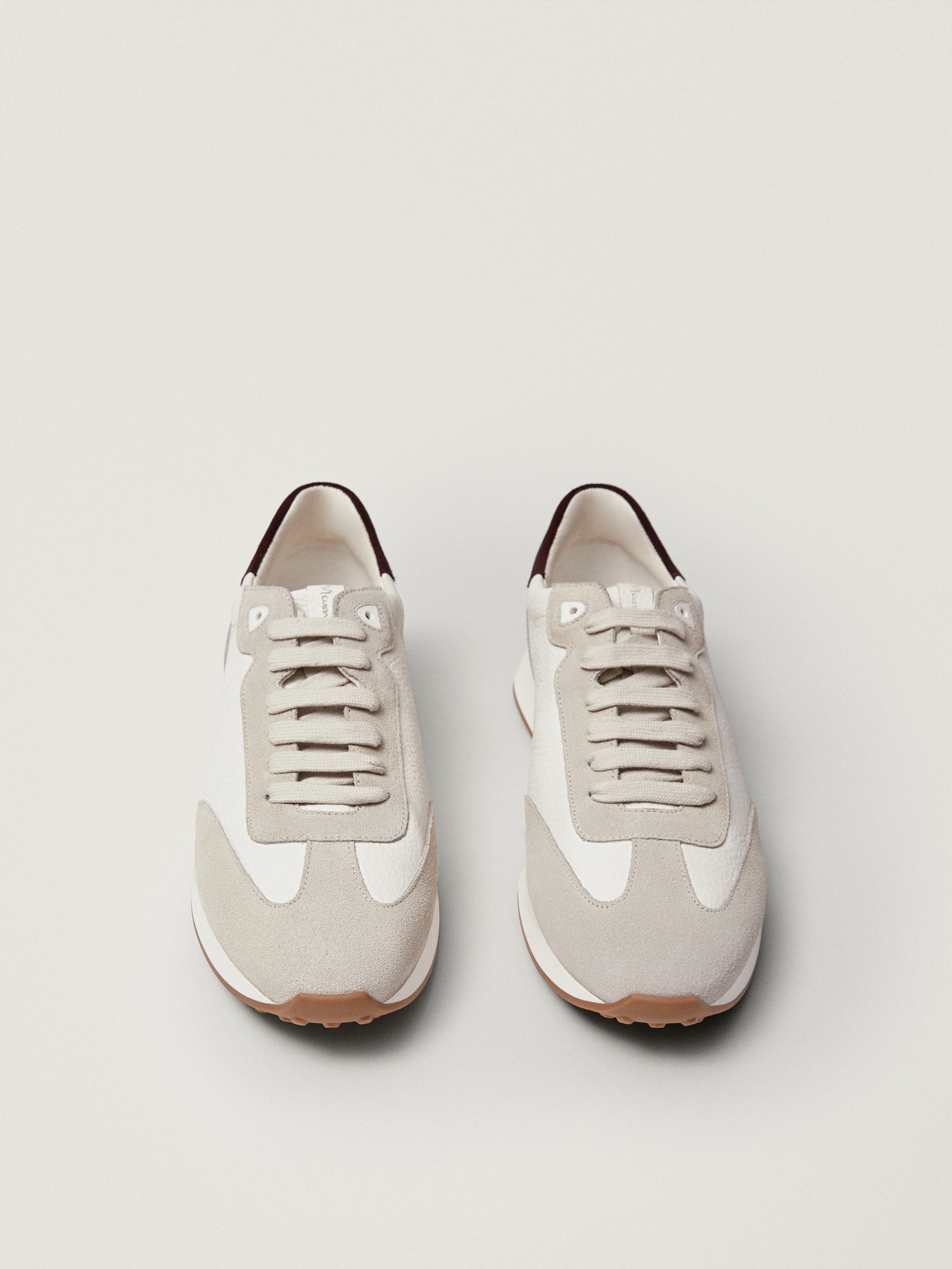 Leather trainers with contrast trims 