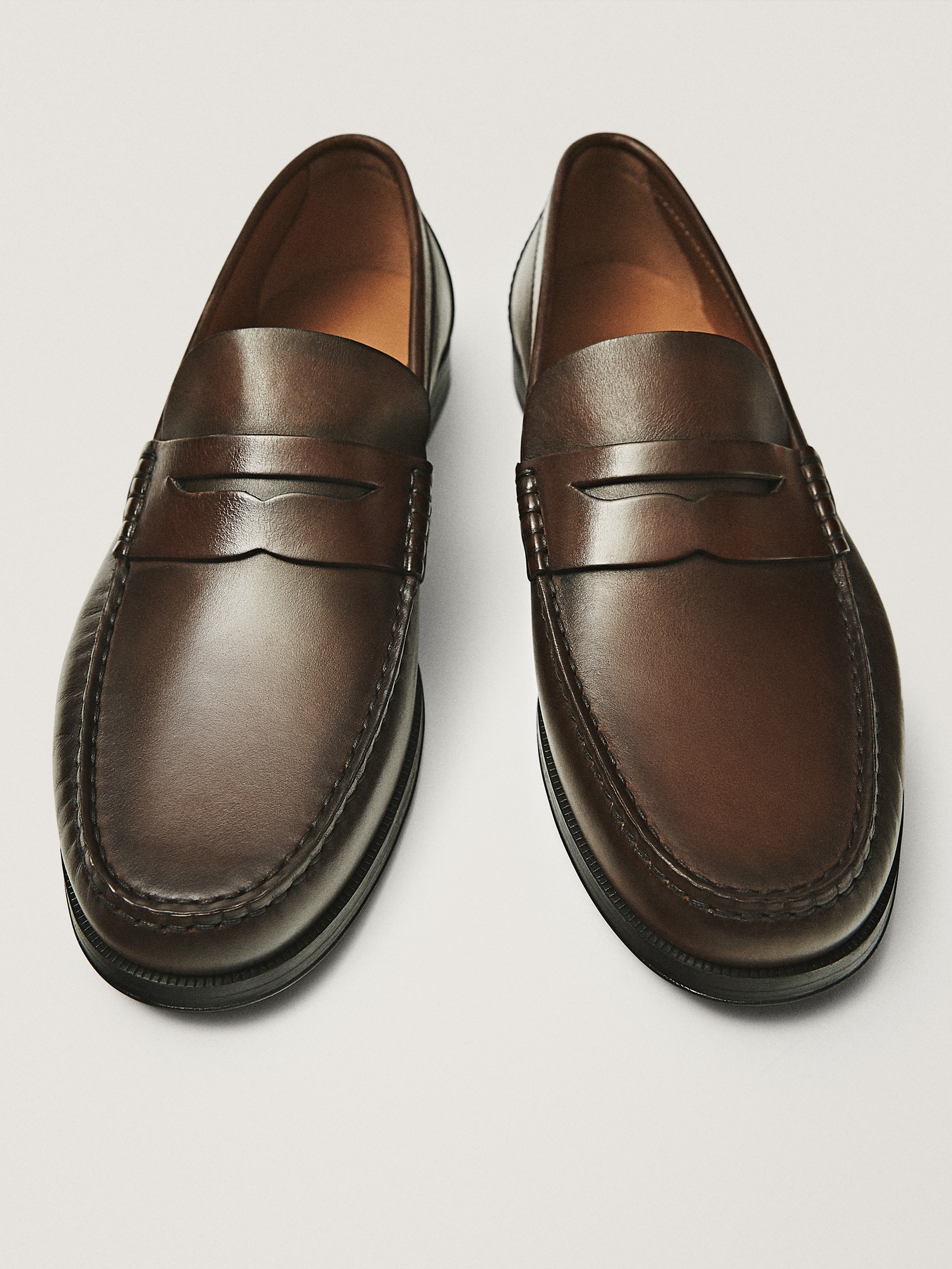 LEATHER STRAP PENNY LOAFERS - Men 