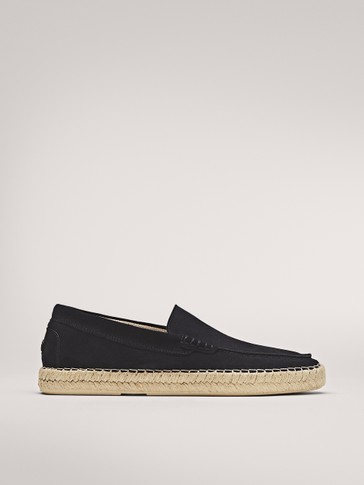 BLUE SPLIT SUEDE ESPADRILLE LOAFERS 