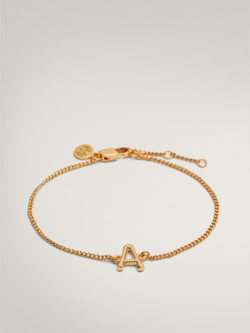 GOLD-PLATED LETTER A BRACELET