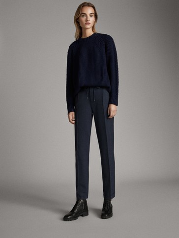 Blue check jogging trousers