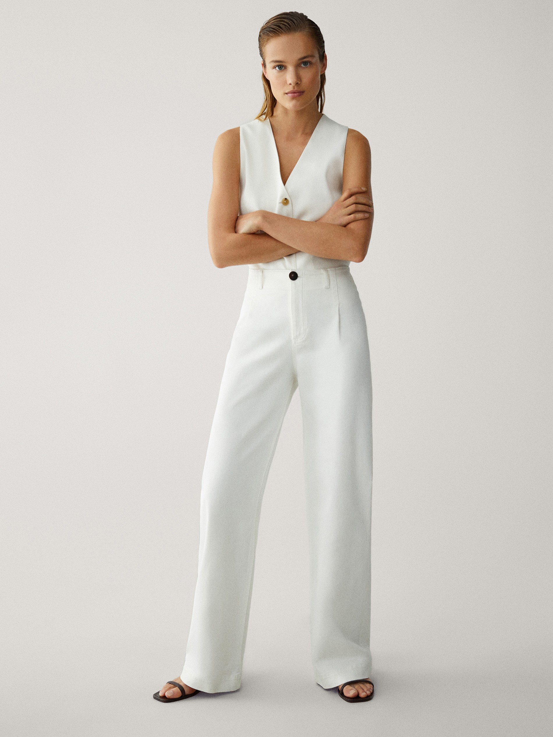 massimo dutti wide leg trousers