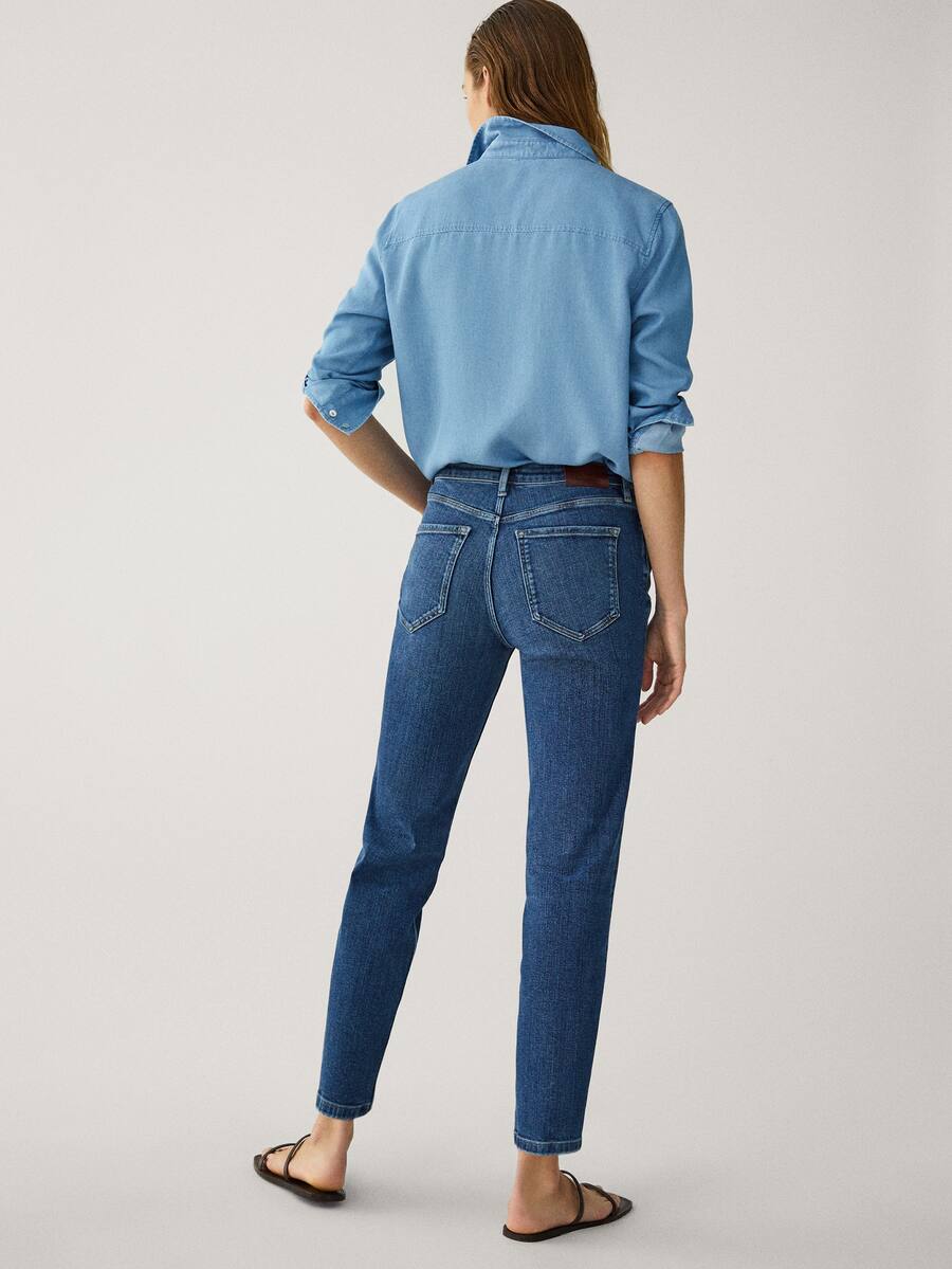 Mid Rise Cigarette Fit Jeans Women Massimo Dutti