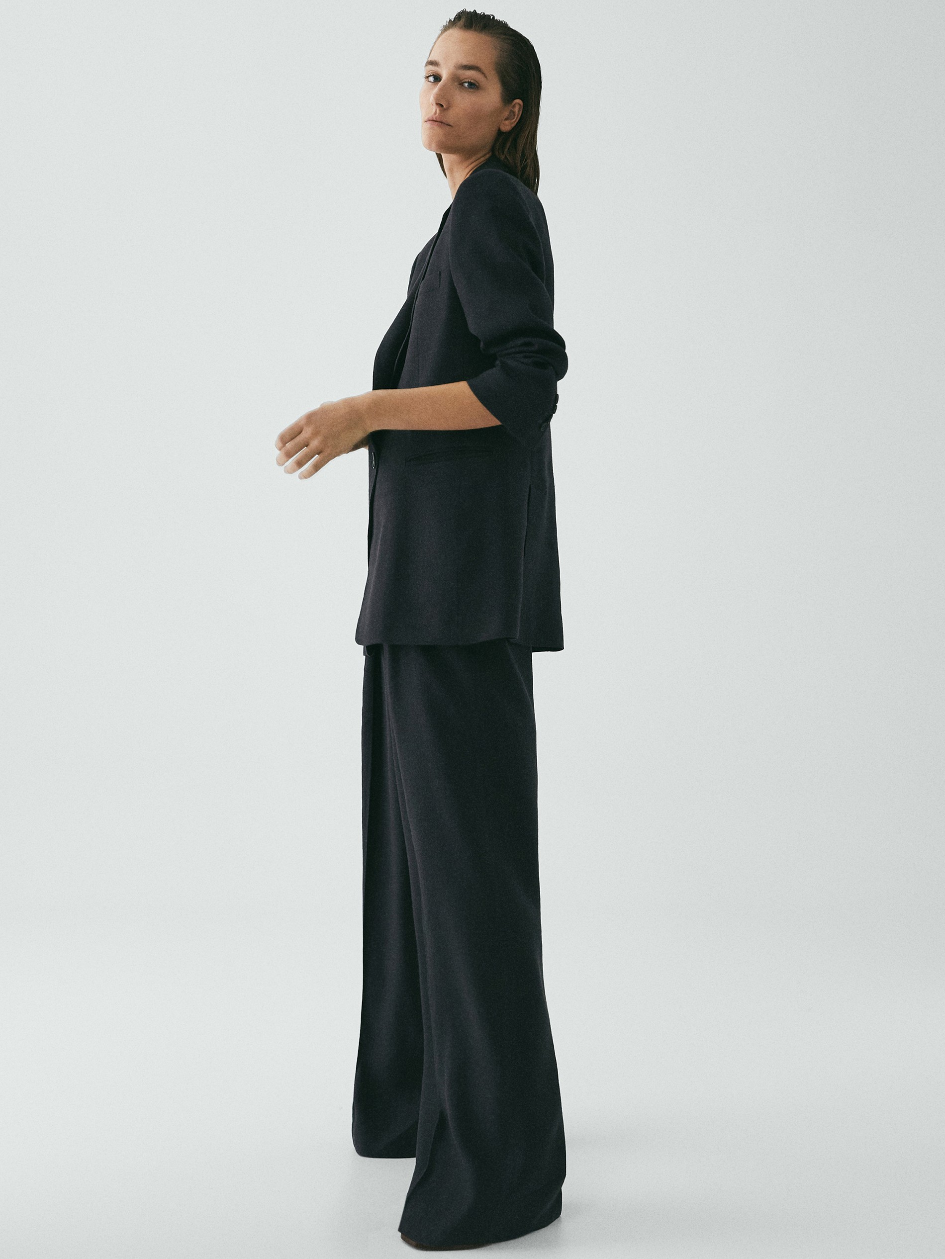 massimo dutti wide leg trousers