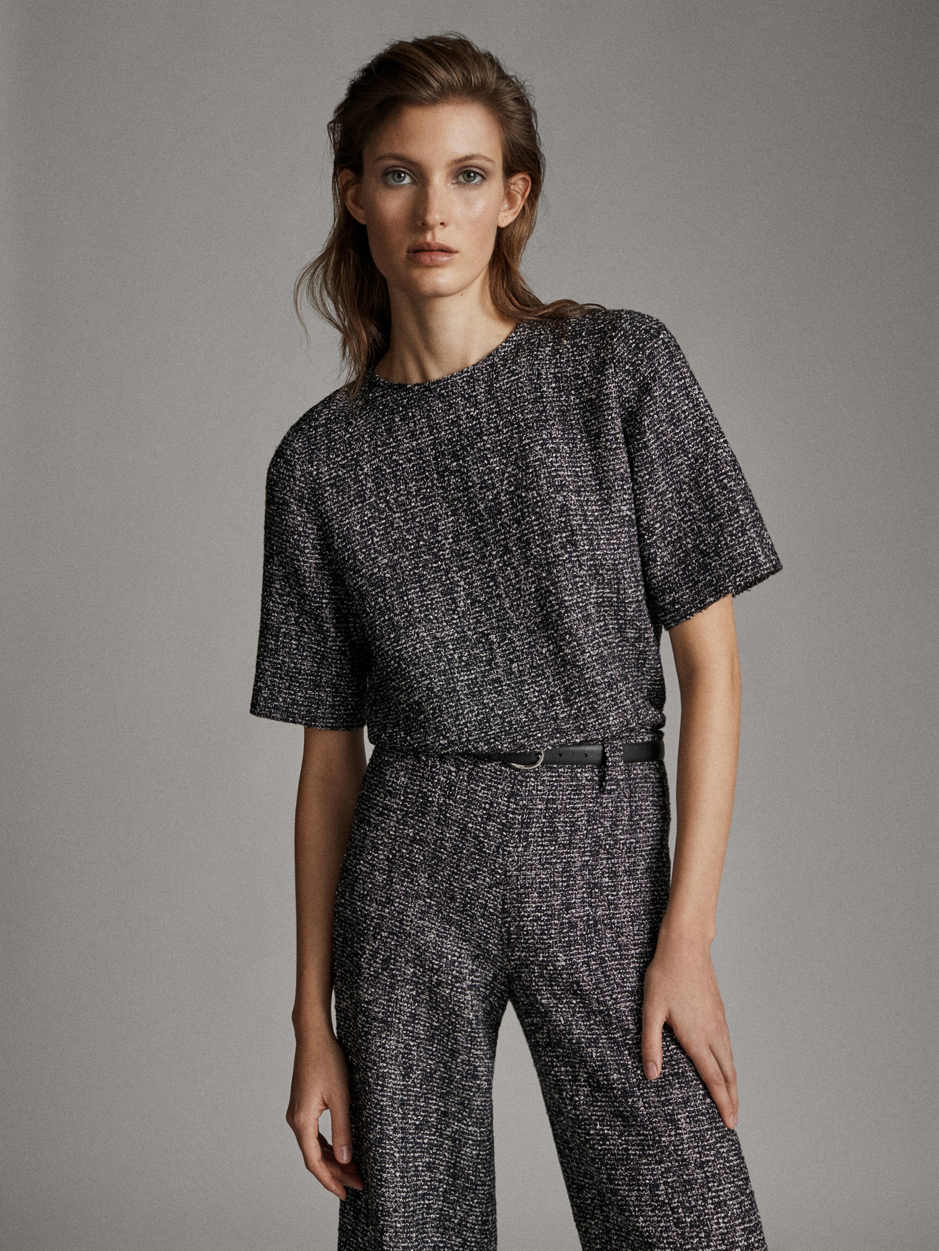 tweed short sleeve top