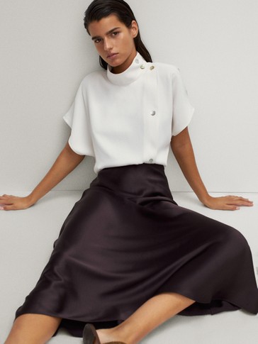 Satin midi skirt
