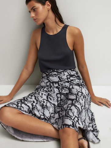 Snakeskin print skirt