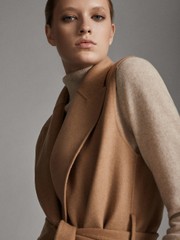LONG WOOL BELTED WAISTCOAT