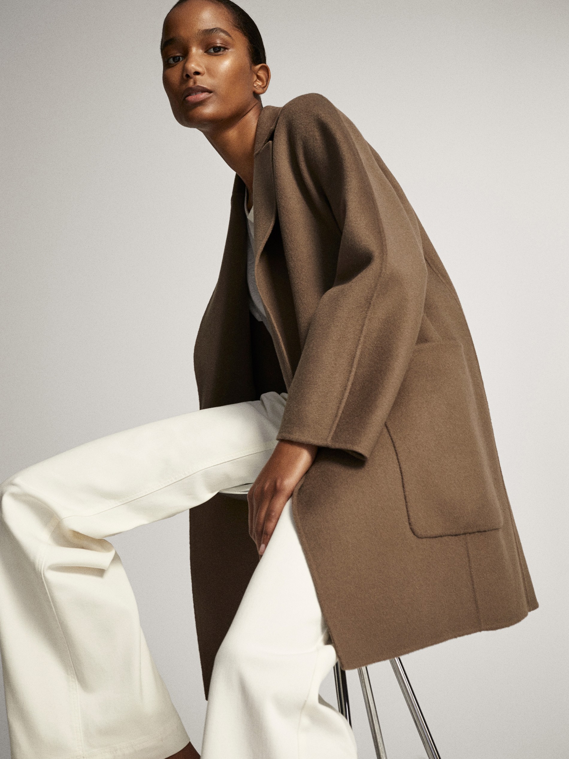 short coat with wraparound collar