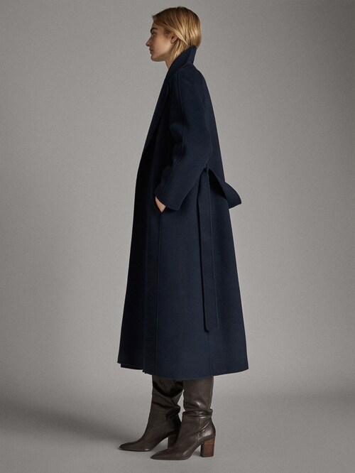 HANDMADE NAVY BLUE WOOL COAT by Massimo-Dutti, available on massimodutti.com for EUR269 Meghan Markle Outerwear Exact Product 