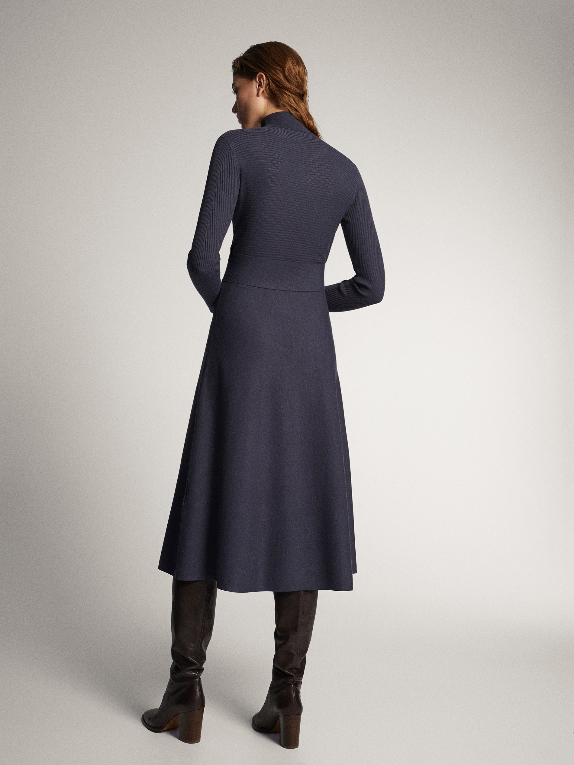 massimo dutti high neck dress with belt