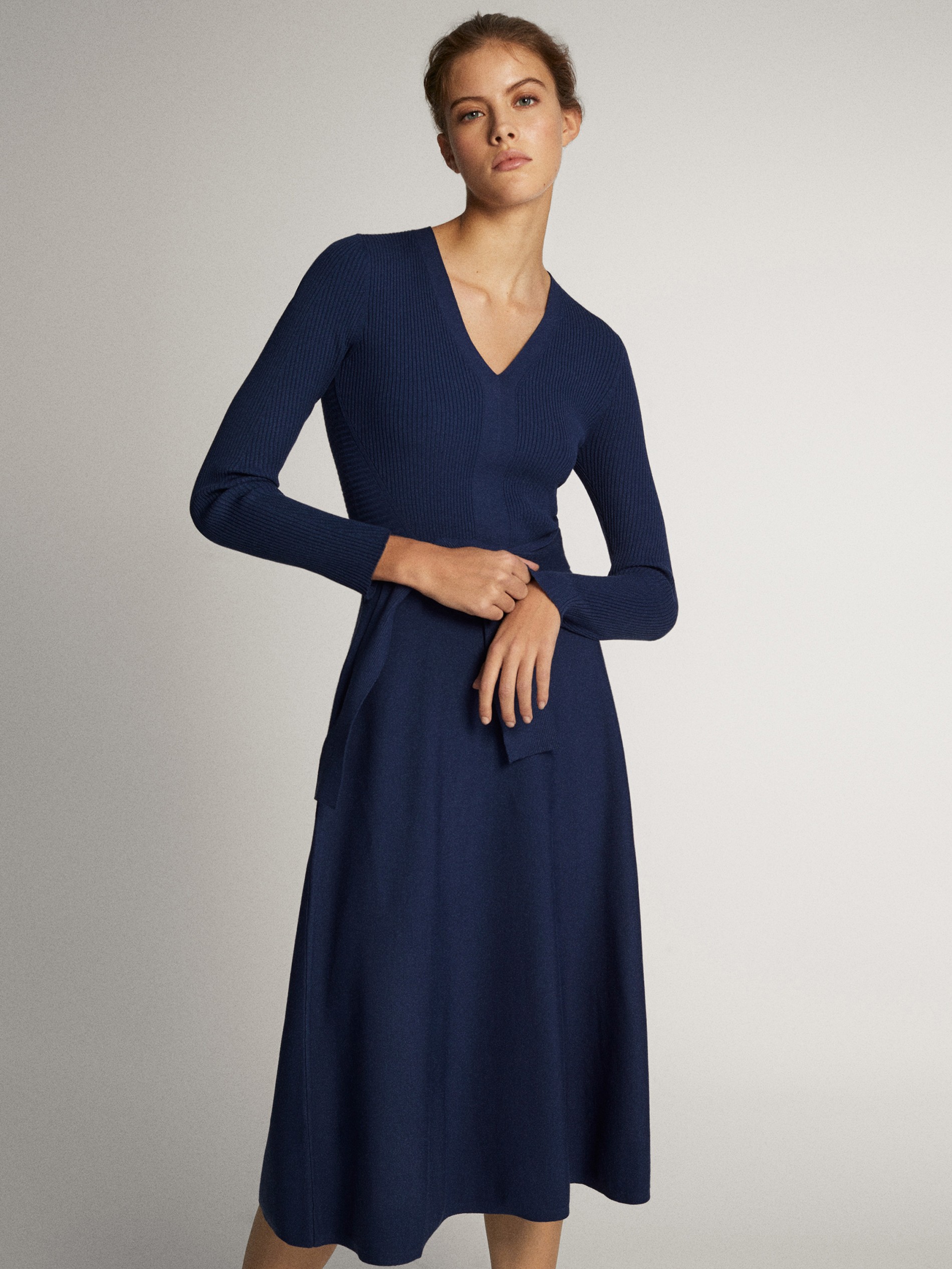 massimo dutti navy dress
