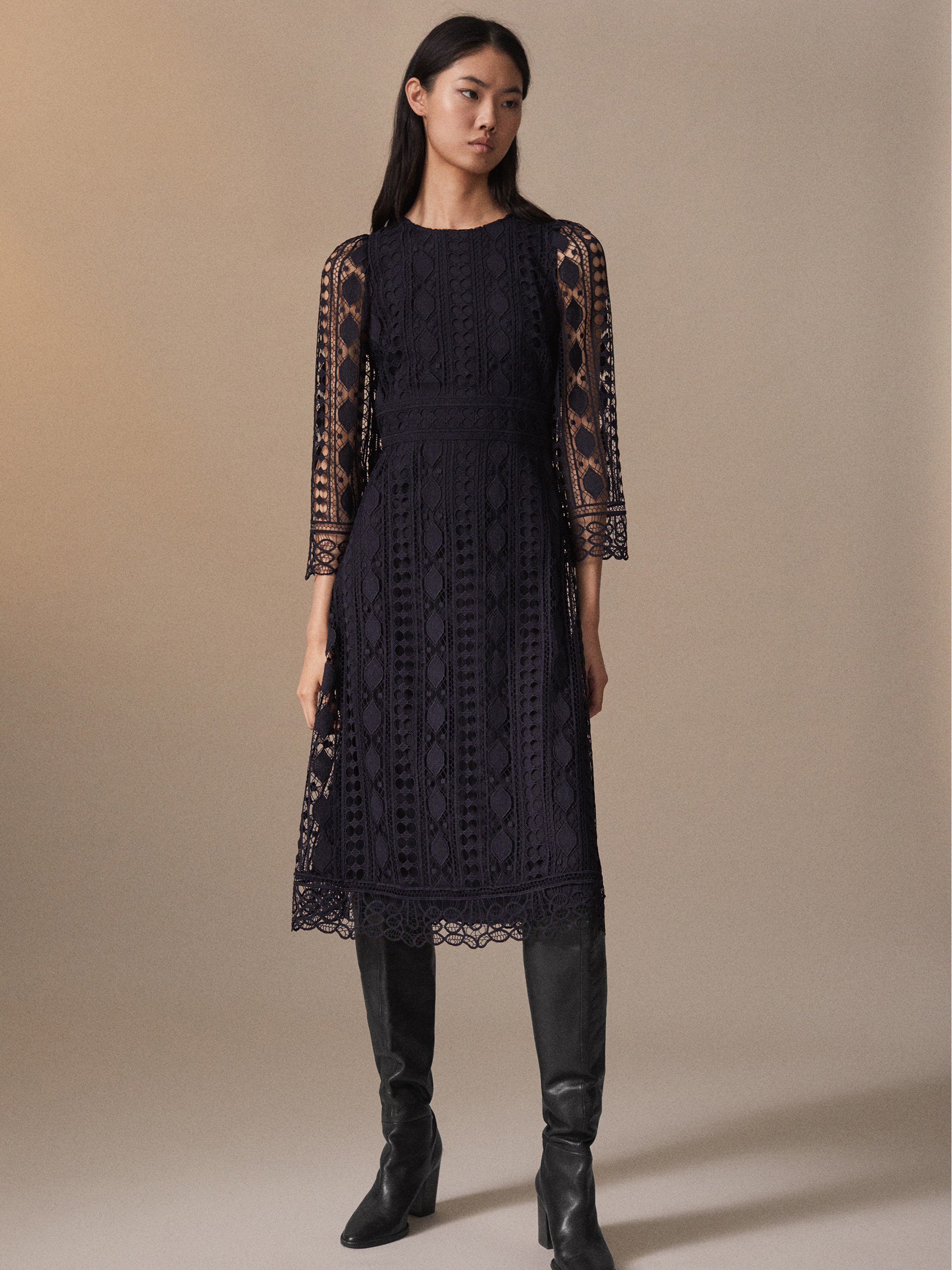 massimo dutti navy dress