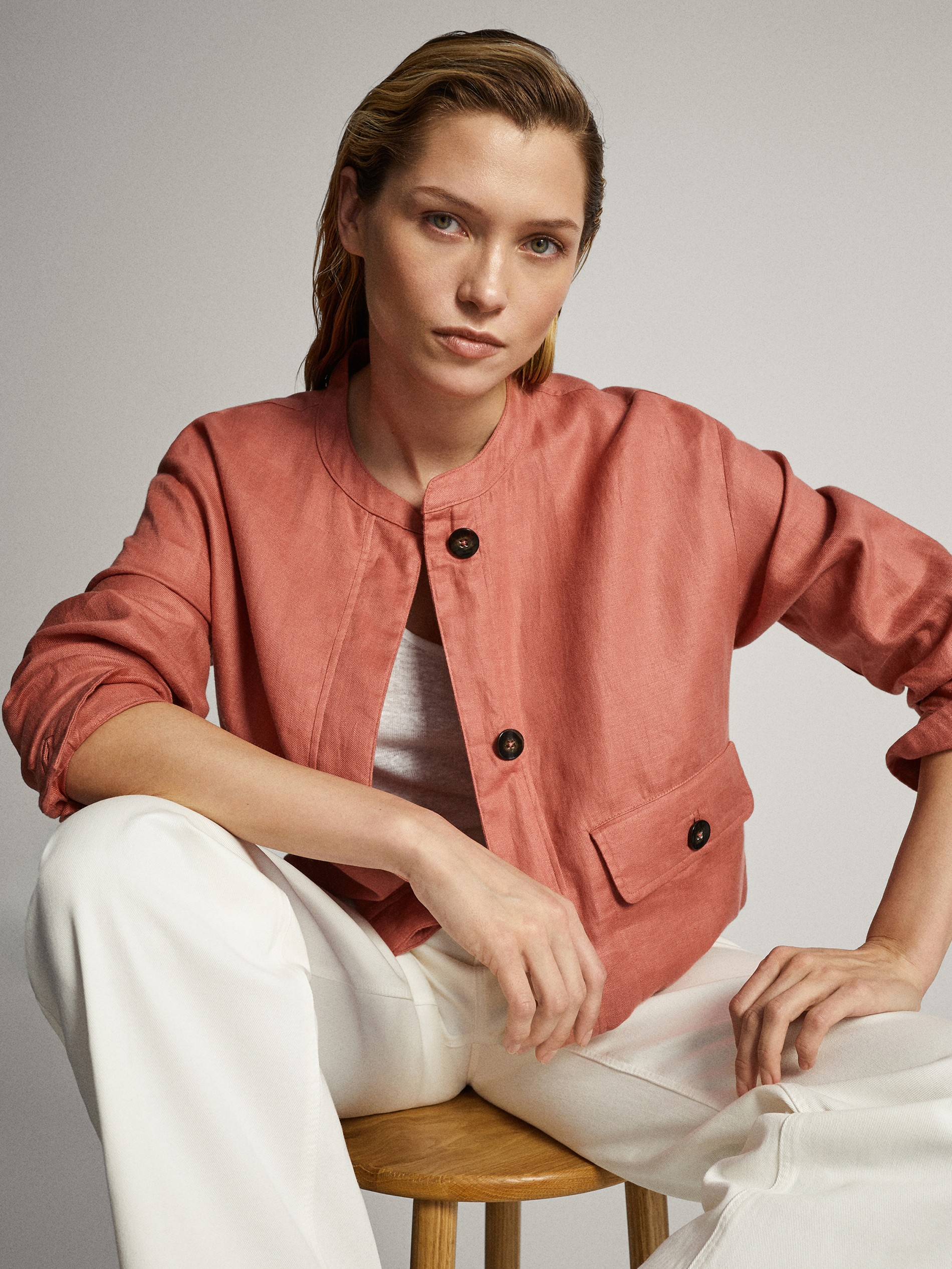 short linen jacket womens