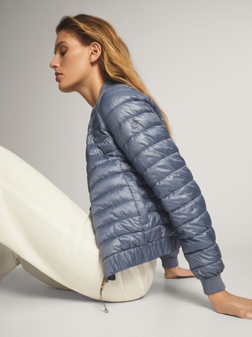 Quilted jacket with metallic thread