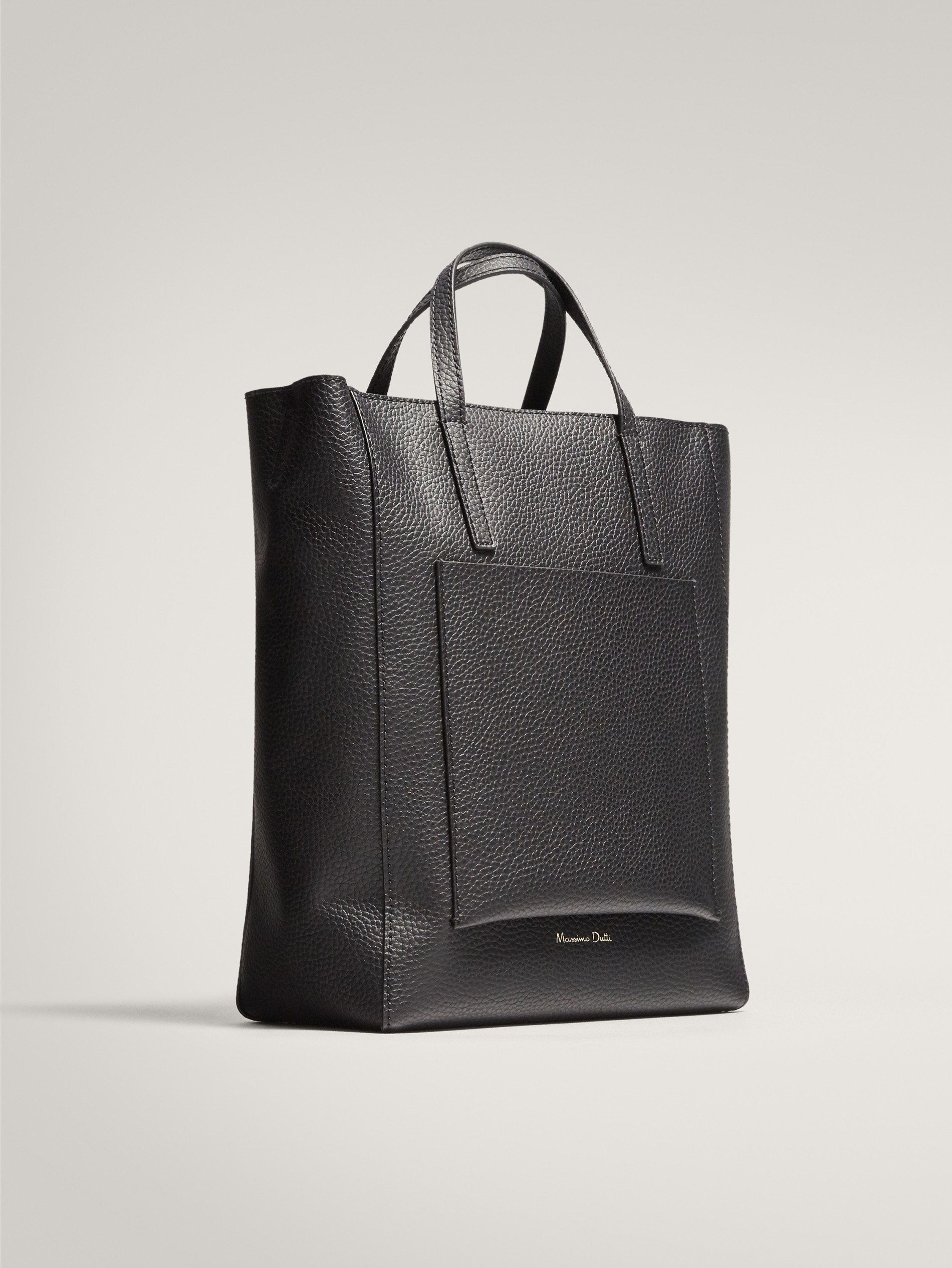 massimo dutti black leather bag