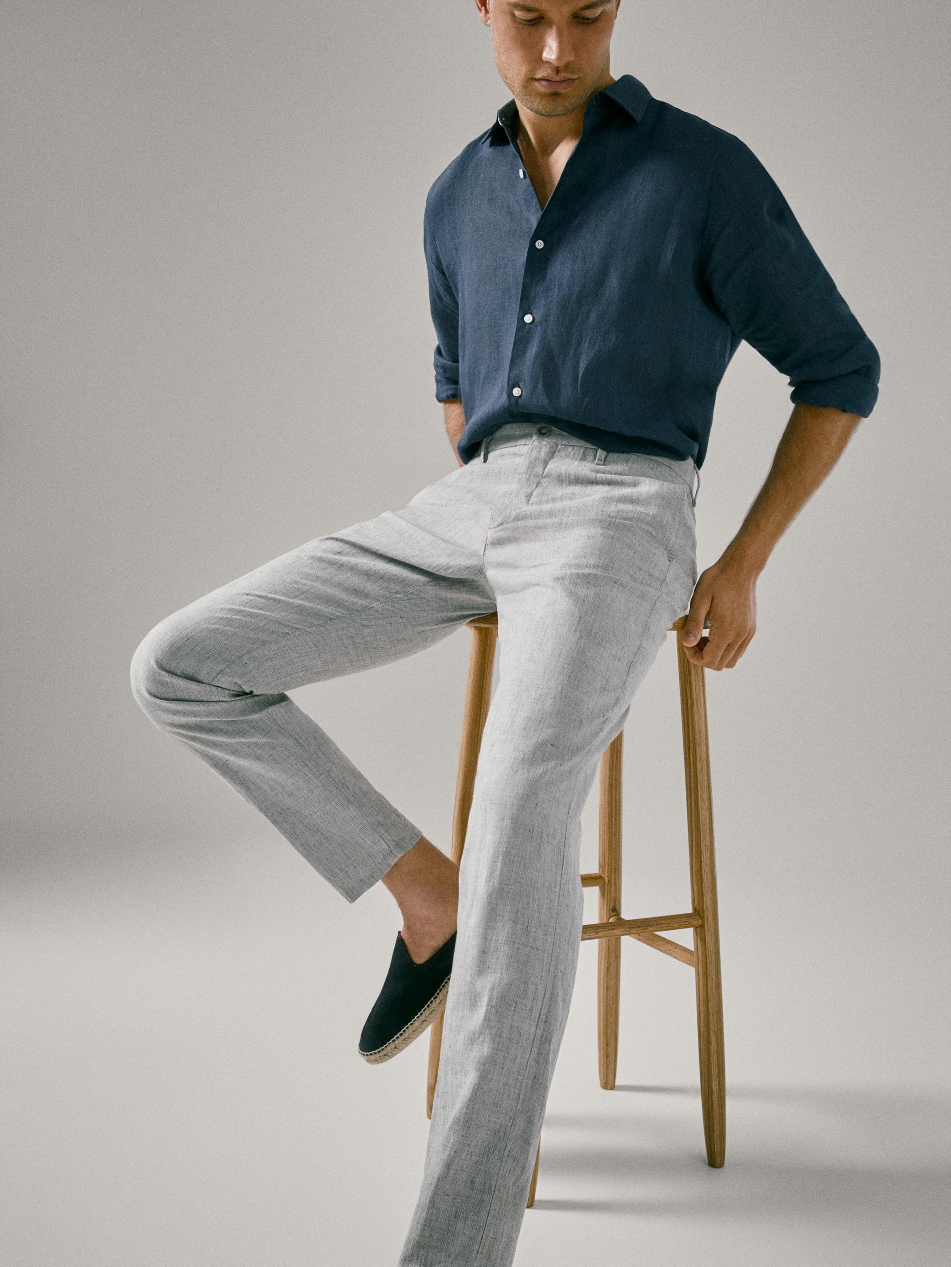 slim linen trousers