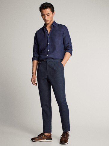 Pamuklu Keten Chino Jean Pantolon Erkek Massimo Dutti