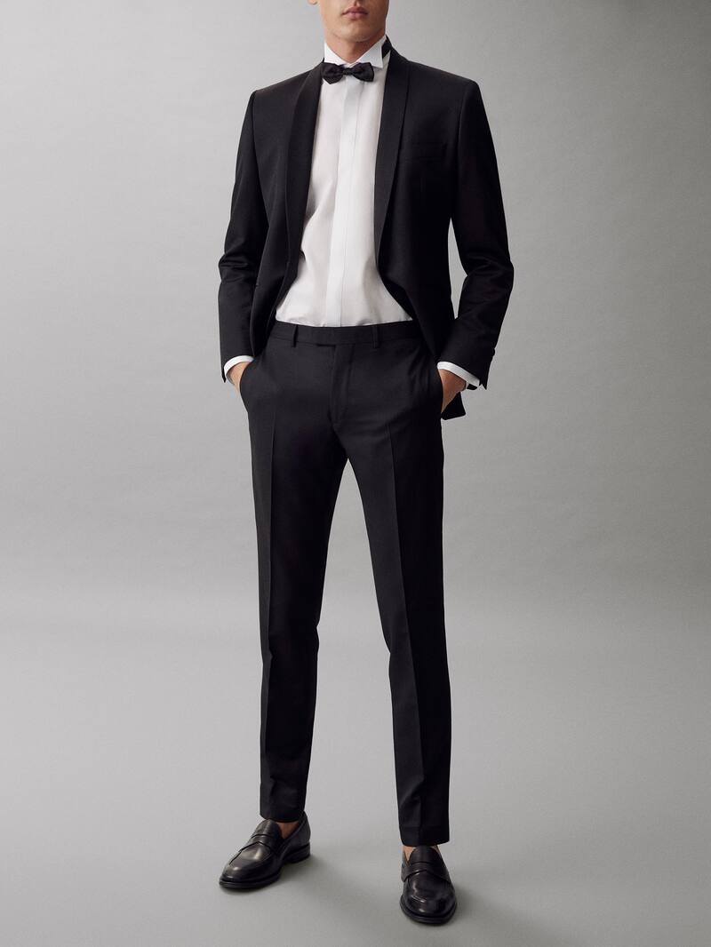 Black Slim Fit Tuxedo Trousers Men Massimo Dutti