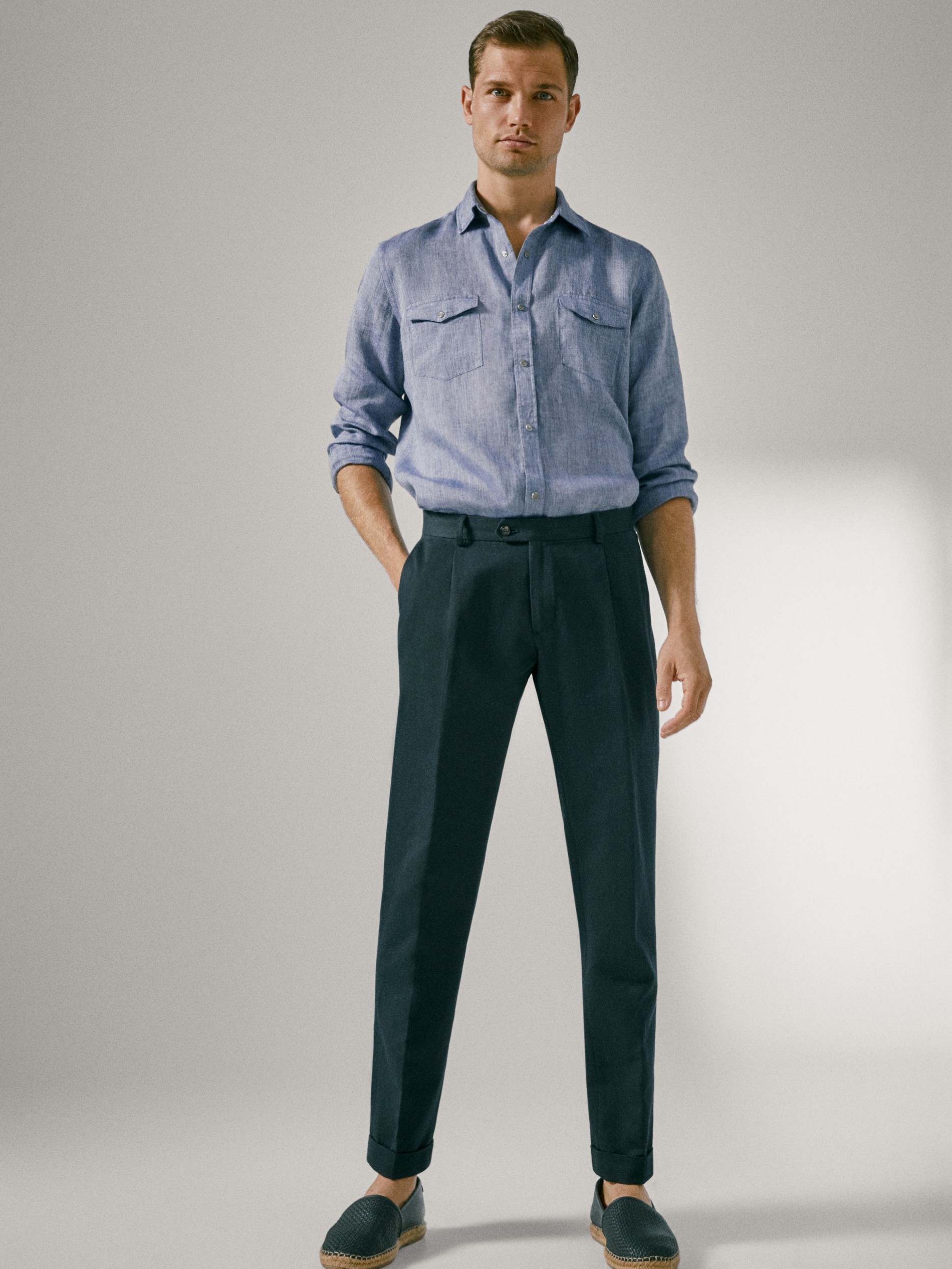 slim linen trousers