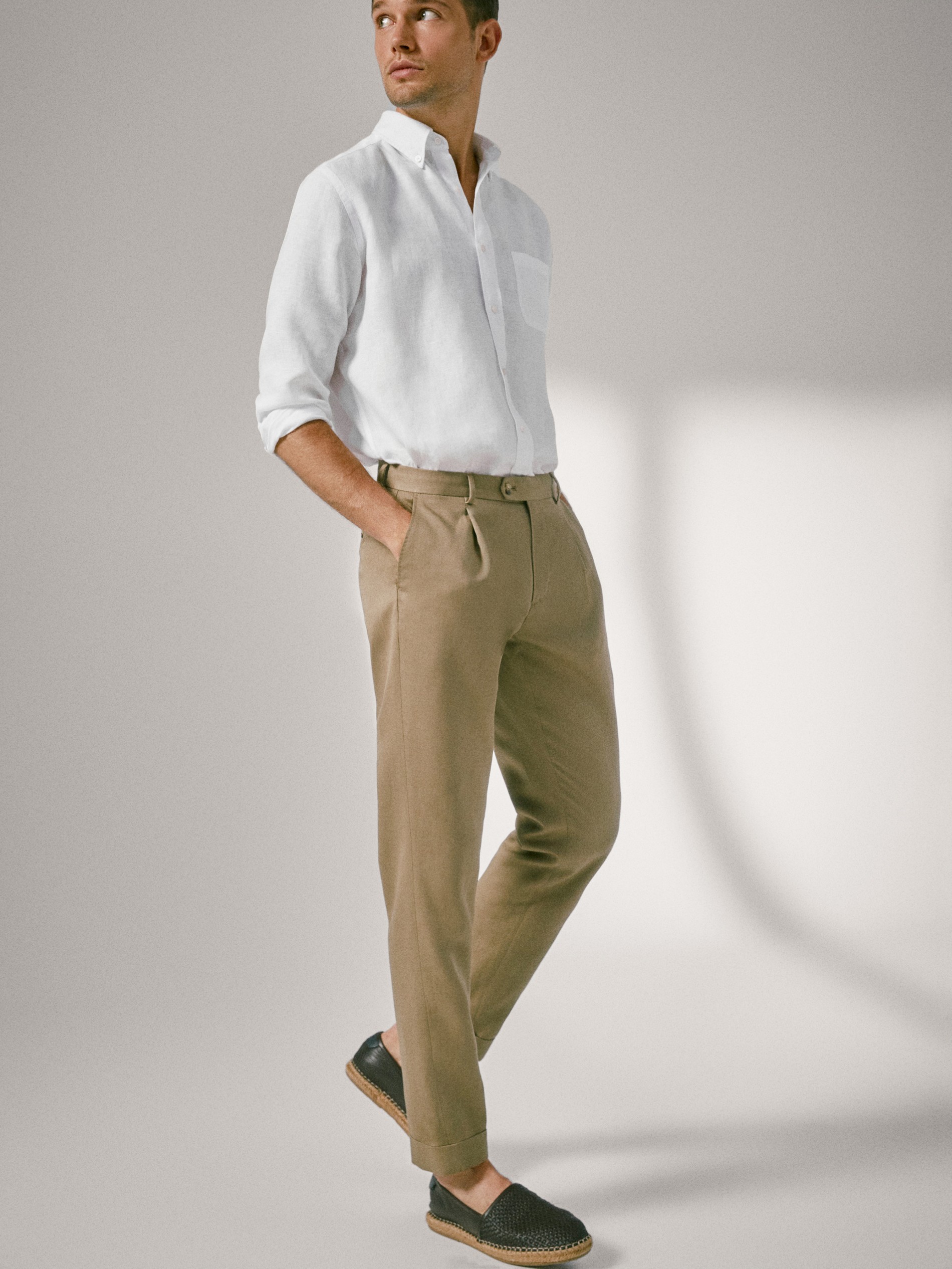 slim linen trousers