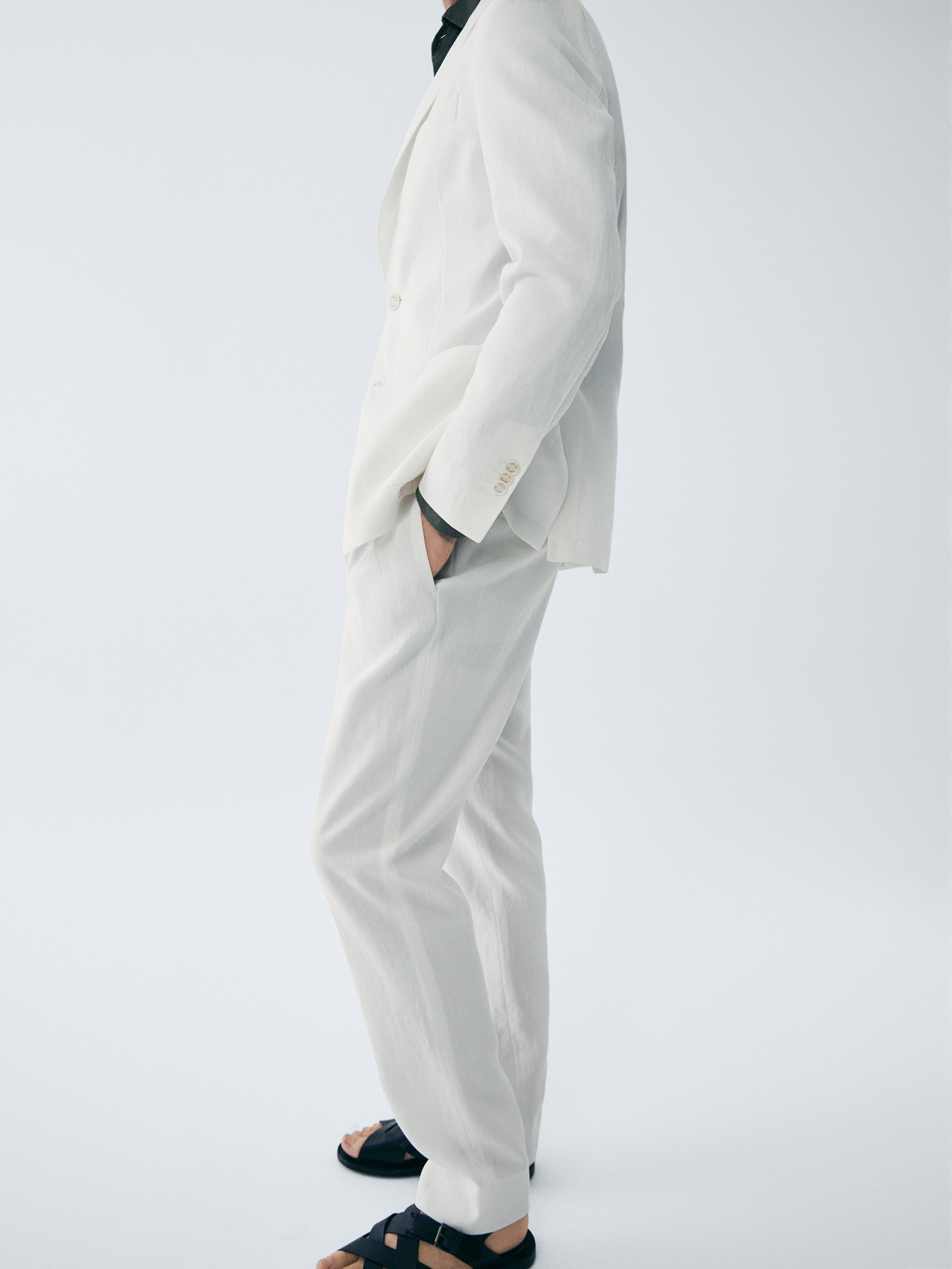 slim linen trousers