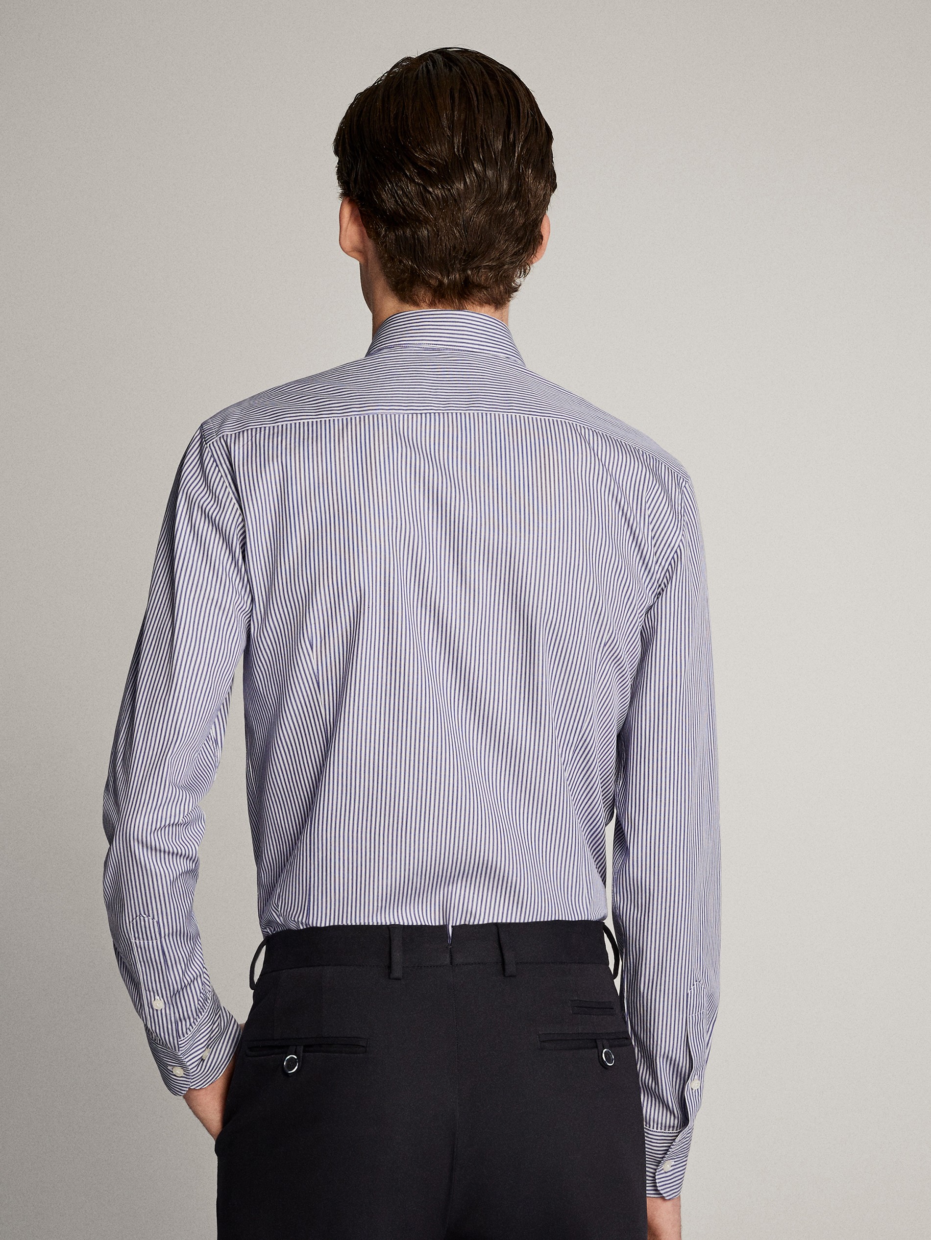 slim fit striped poplin shirt