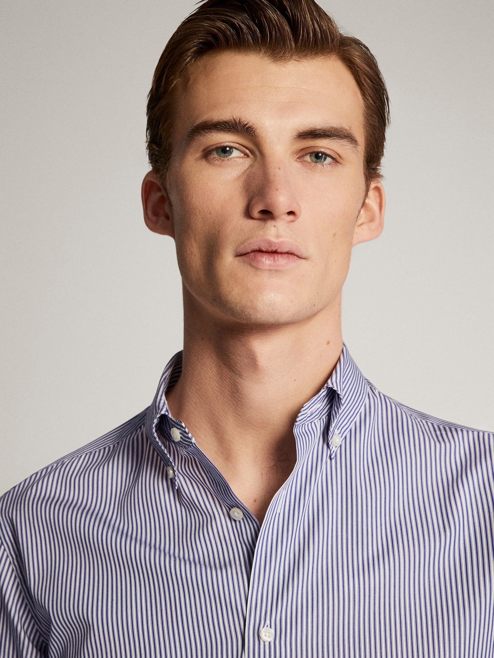 slim fit striped poplin shirt