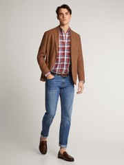 SLIM FIT KARELİ KETEN GÖMLEK