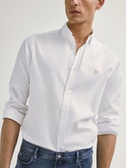 SLIM FIT PAMUKLU LOGOLU DOKULU GÖMLEK