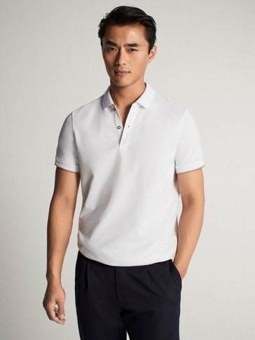 Pamuklu Duble Yaka Polo T Shirt Erkek Massimo Dutti