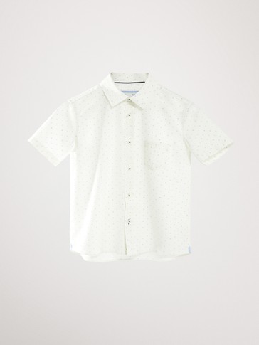 PRINTED COTTON AND LINEN SHIRT