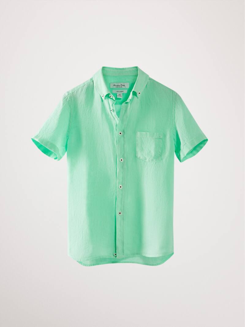 Camisa Cuello Mao Manga Corta Lino Nino Massimo Dutti Espana