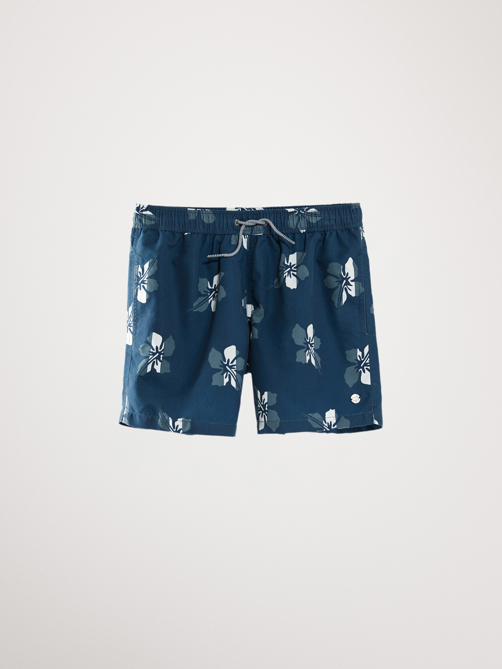 hawaiian print swim trunks