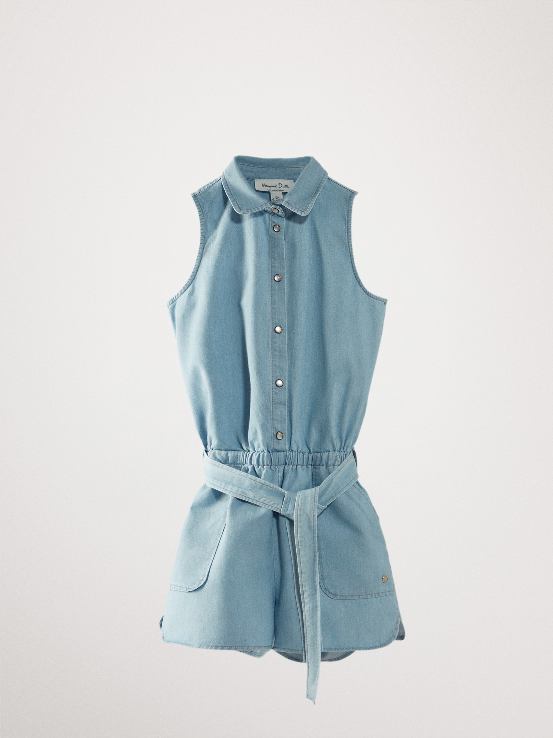 belted denim playsuit