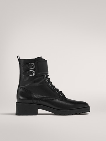 LACE UP ANKLE BOOTS WITH BUCKLES Women Massimo Dutti massimodutti