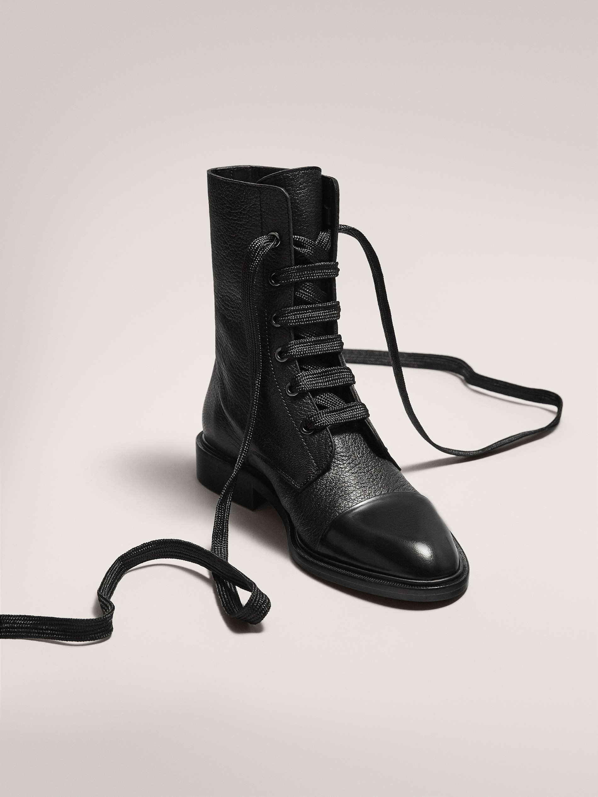 massimo dutti black leather boots