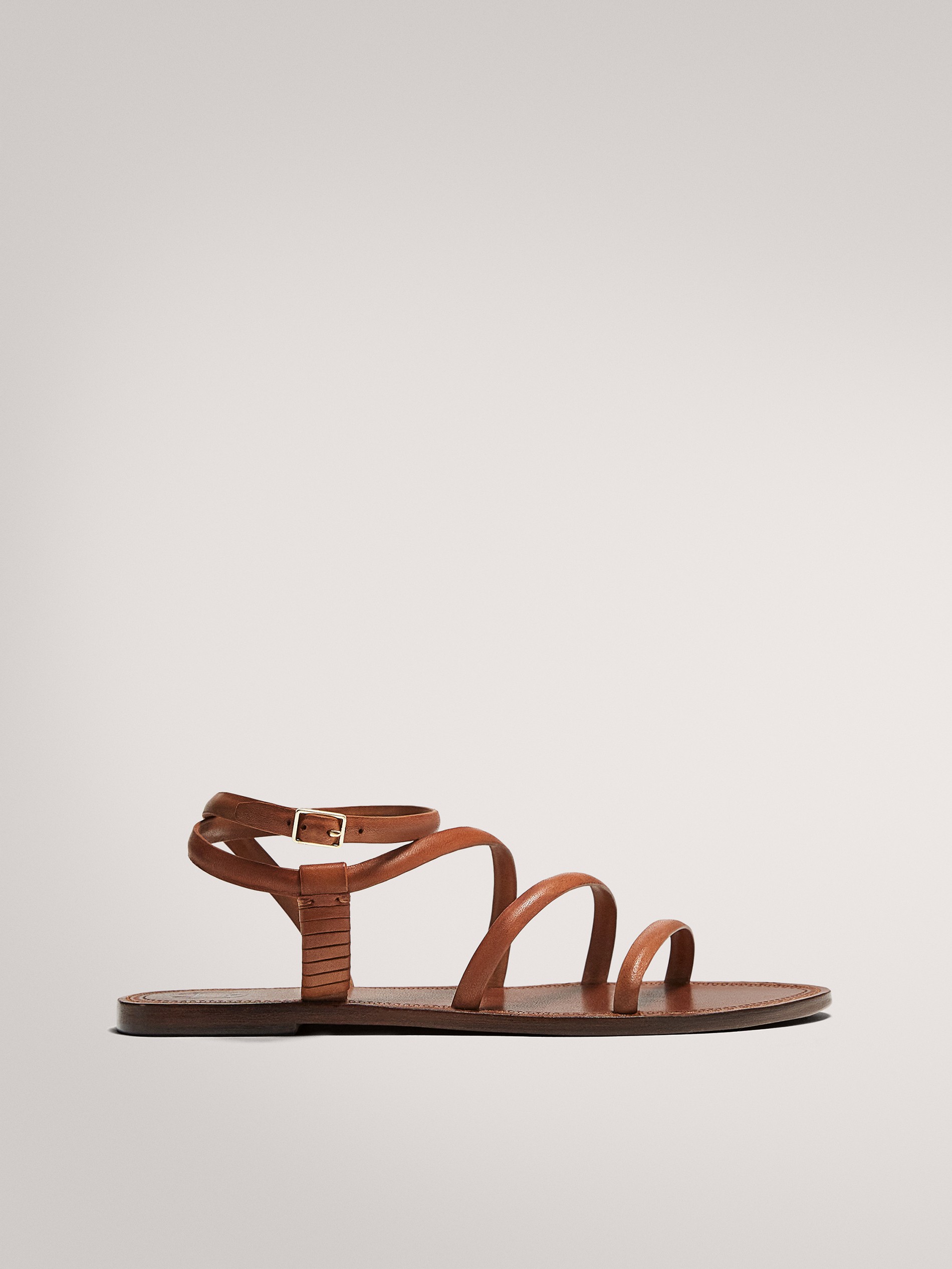 brown leather strappy sandals