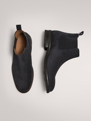 BLUE-GREY SPLIT SUEDE STRETCH BOOTS