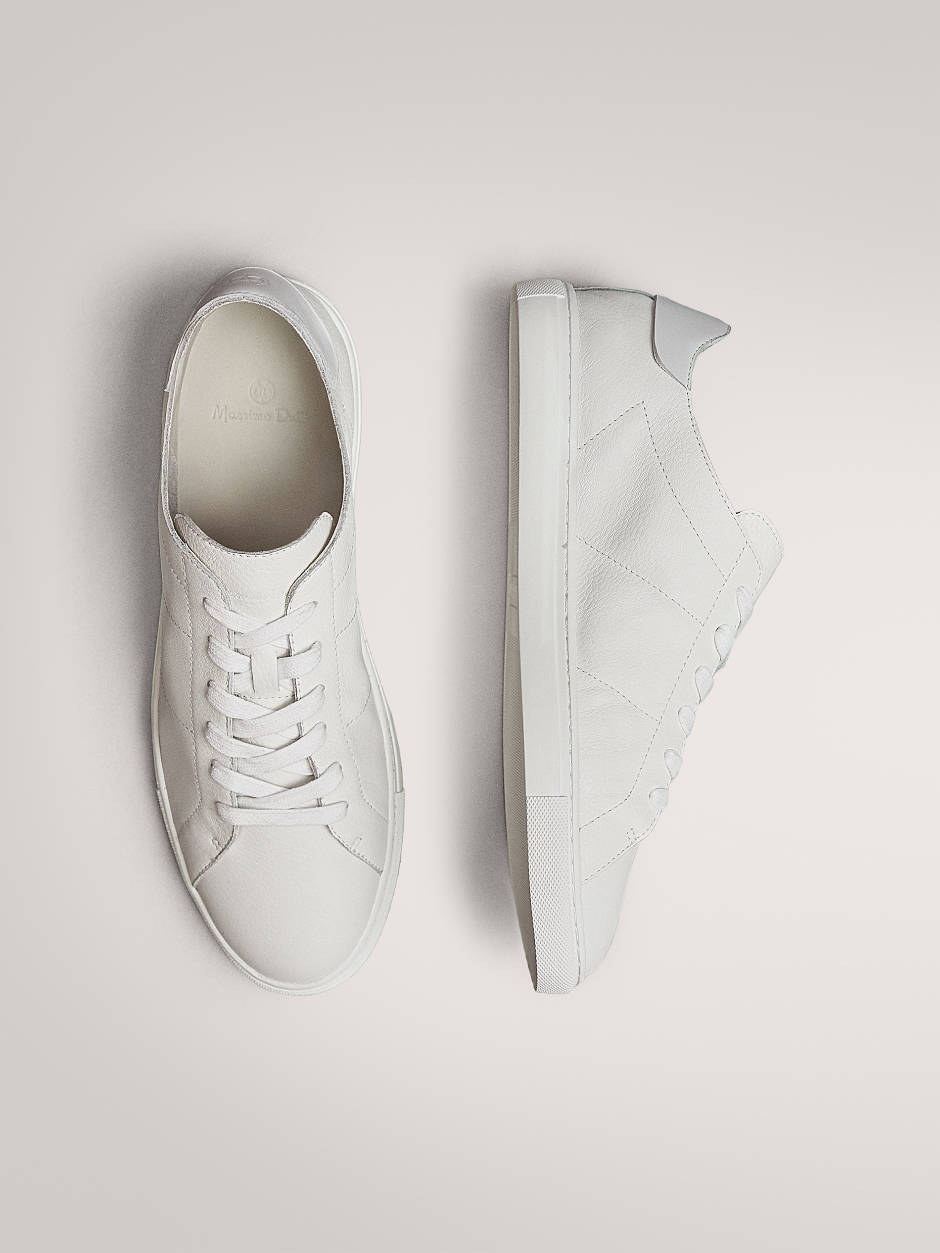 WHITE SOFT LEATHER TRAINERS - null 