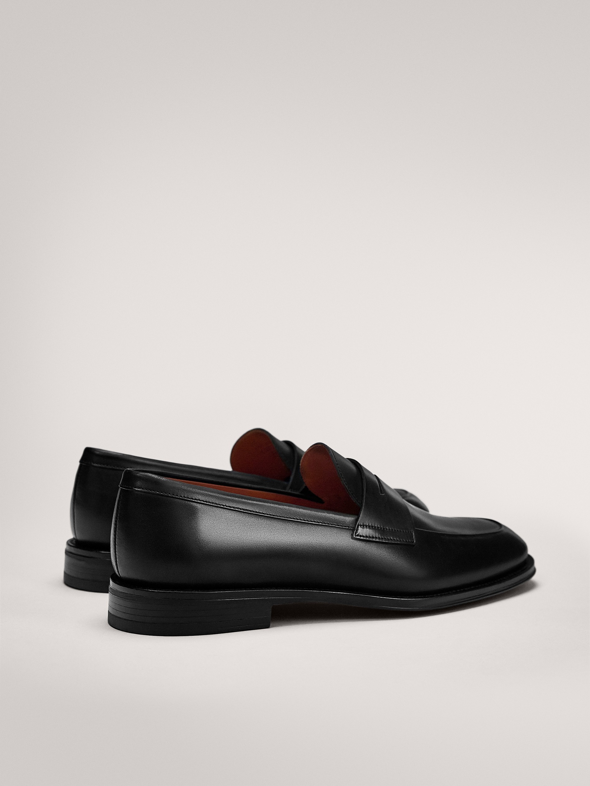 black slip on shoes leather
