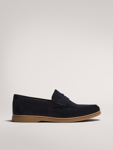 BLUE SPLIT SUEDE DECK SHOES